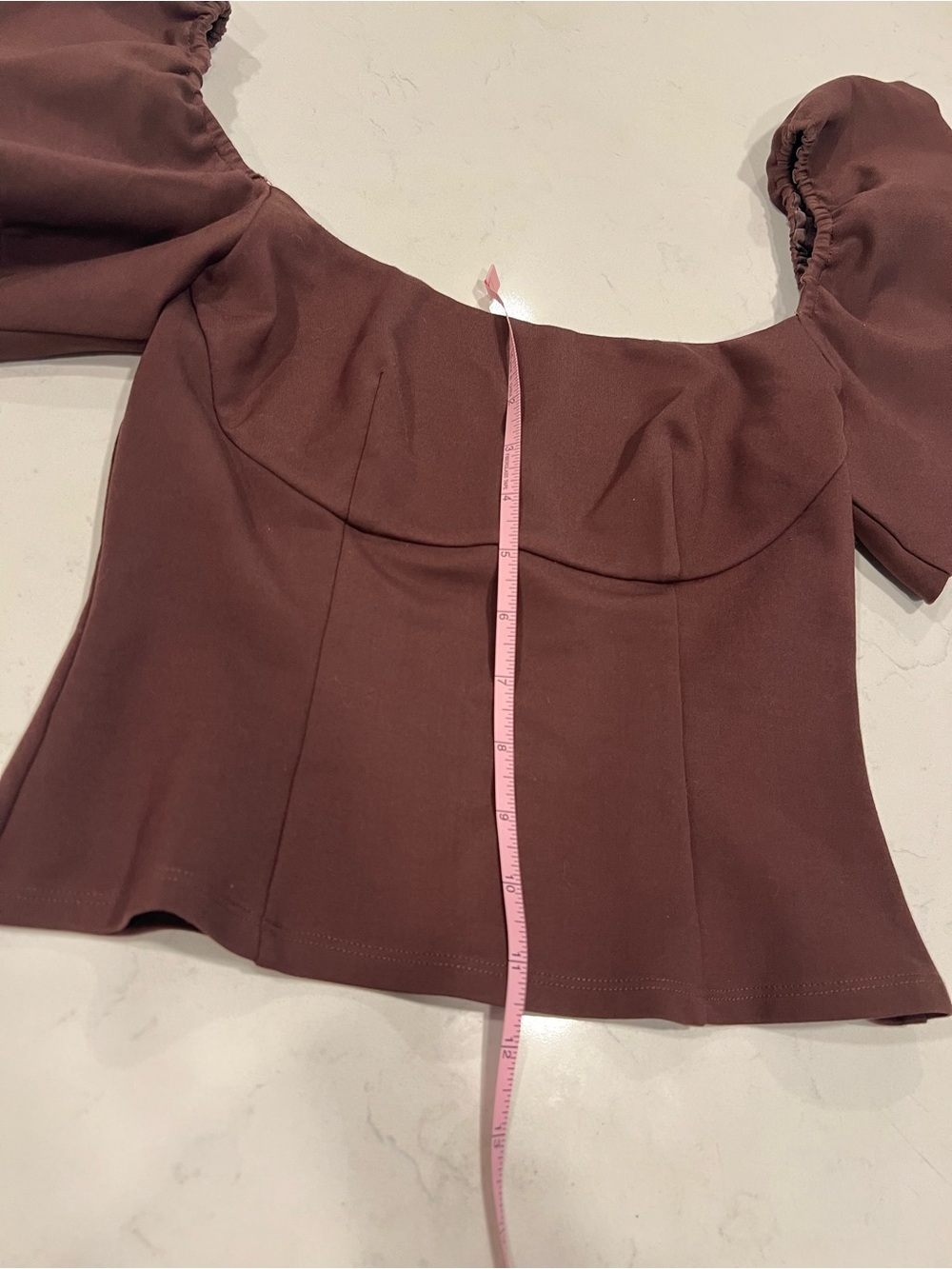 LPA Off-Shoulder Puff Sleeve Top in Burgundy - Picture 6 of 6